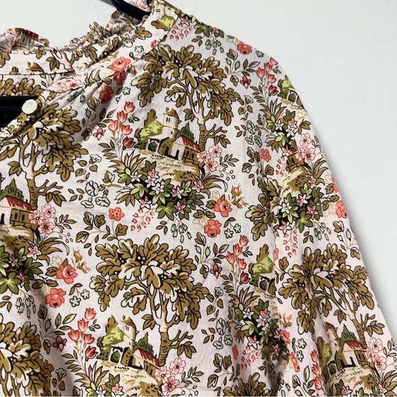 Talbots Tuscan Villa Print Blouse Ruffle Button Neckline Women’s Sz Large Spring - Picture 9 of 15